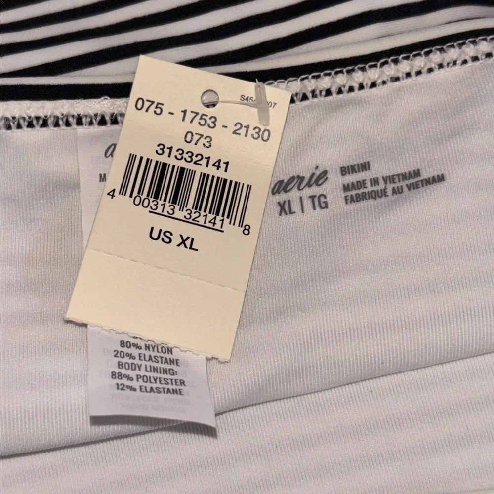 Aerie Black and White Striped Bikini Bottoms